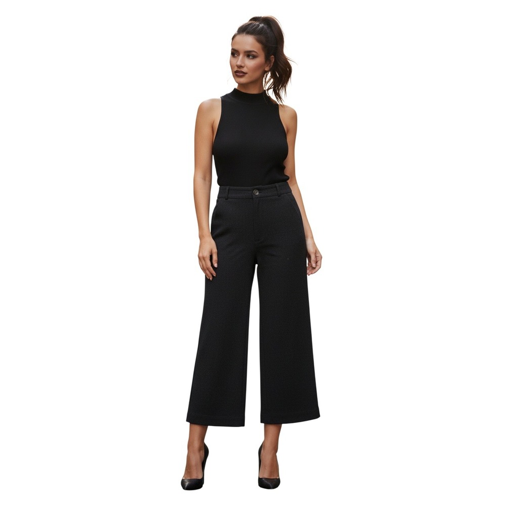 Maeve‎ Anthropologie Colette Wide Leg Cropped Metallic Denim Pants 32x26 NWOT